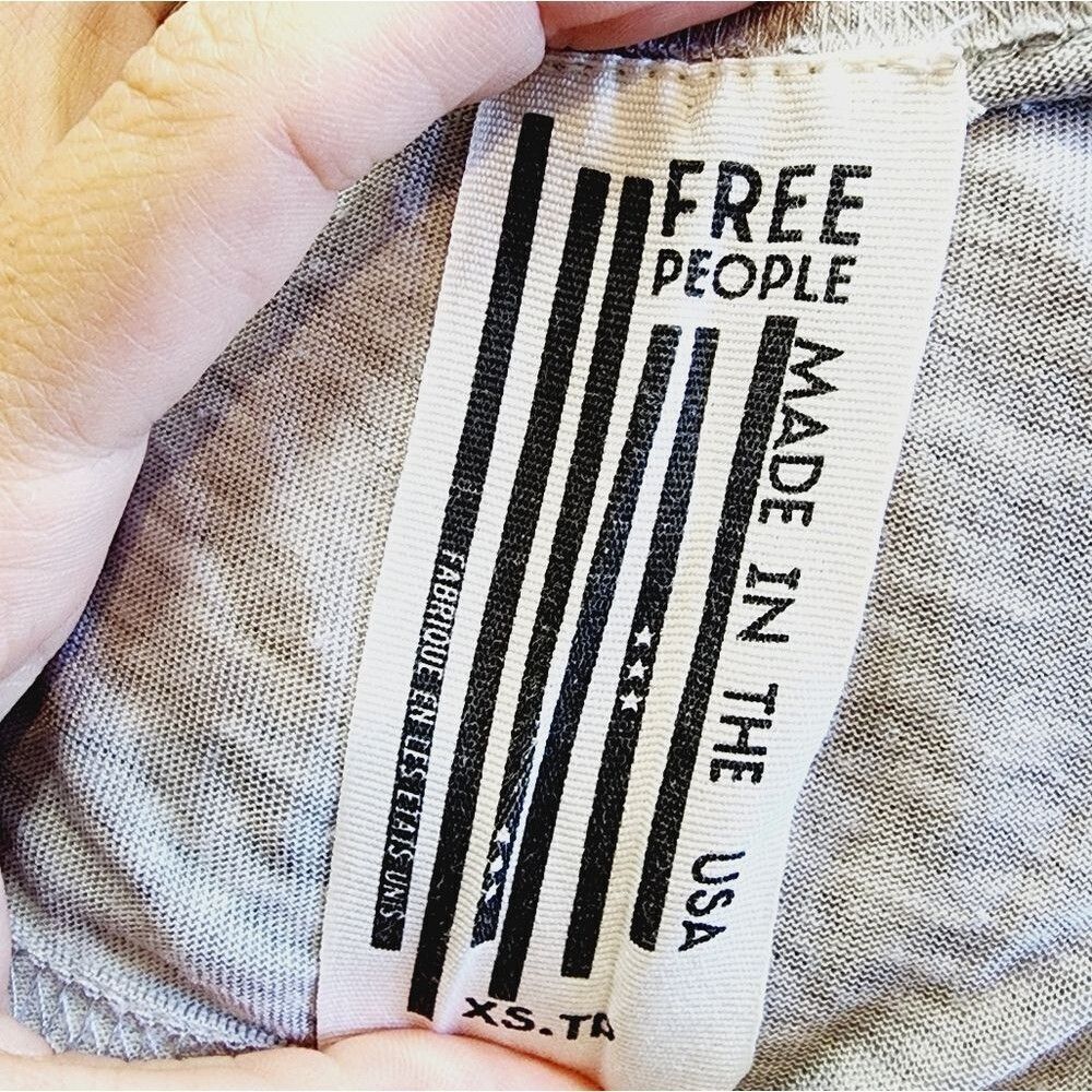 Free People Keep Me Tee Dress Burnout Slit Gray XS - Picture 6 of 6